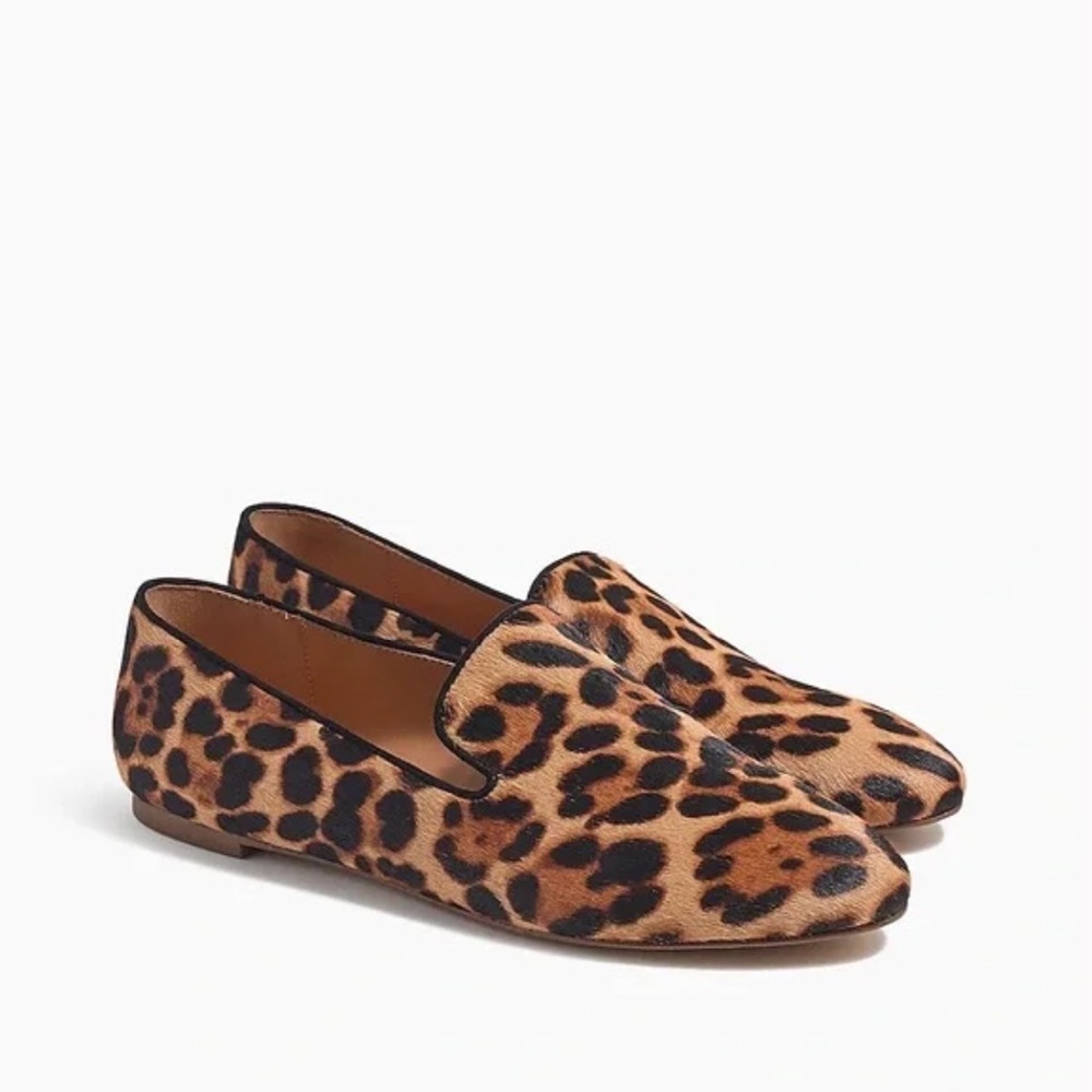 J. Crew Factory Leopard Calf Hair Smoking Loafers